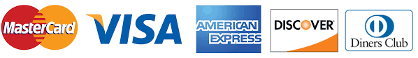 Visa, Mastercard, American Express, Discover y Diners Club